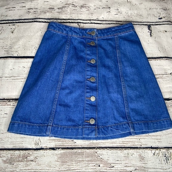 Topshop Moto Denim Button Down Skirt Size 25 - Picture 7 of 7
